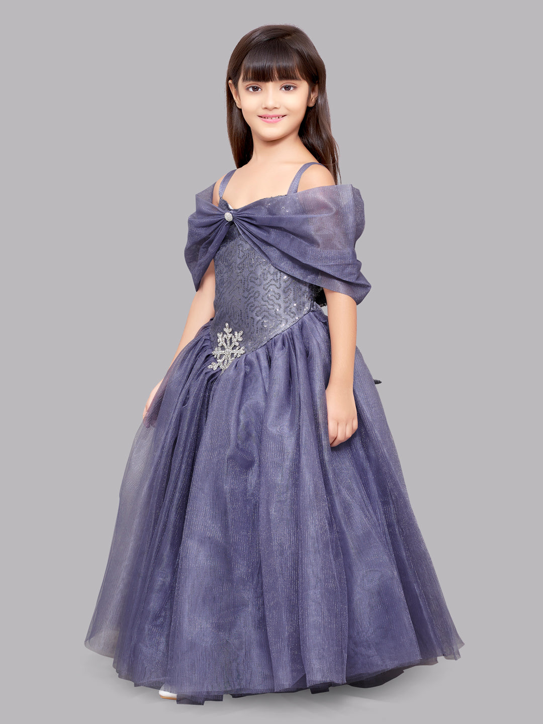 latest design Festive Gown Dress for Girls| Sequin Bow Fancy Wedding Dress  for Girls | Princess Gown for Birthday Girls(Black )